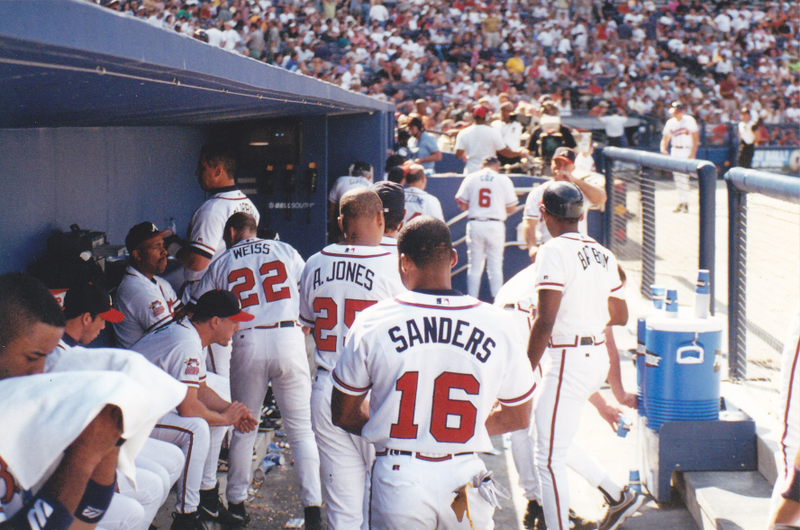 The view from the camera well next to the home dugout.
